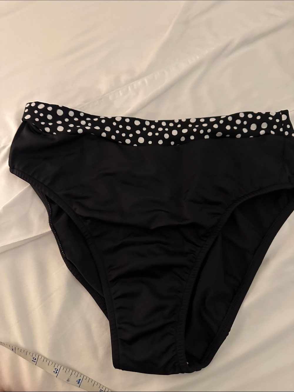 VENUS Black Swim Bottom with White Polka Dot Waistband